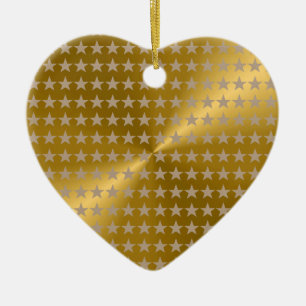 Gold Metallic Wonderful  Ceramic Heart-Red Stars Tree Decoration