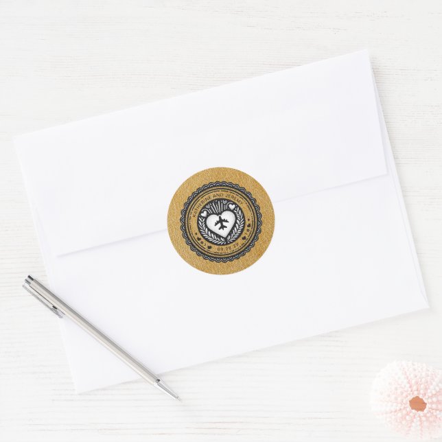 Gold Mexico Passport Classic Round Sticker (Envelope)