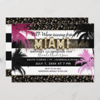 Gold Miami Glitter Glam Palm Trees Birthday Party