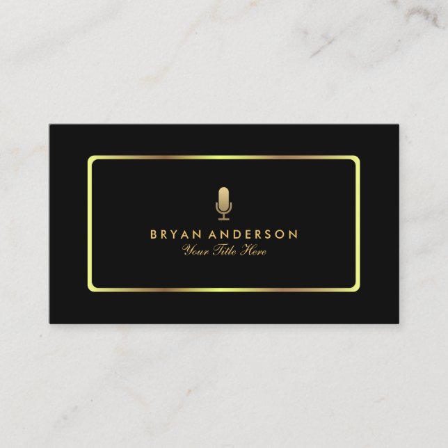 Gold Microphone Business Card (Front)