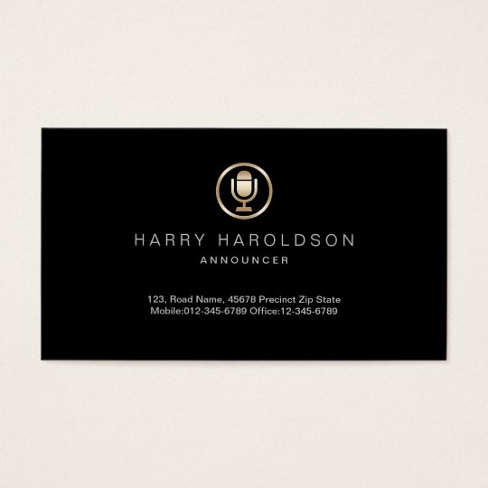 Gold Microphone Icon Announcer Business Card