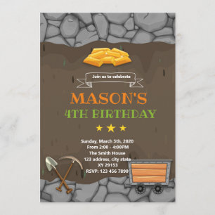 Gold mine birthday theme Invitation