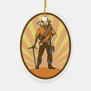 Gold Miner Ceramic Tree Decoration