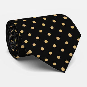 Gold Mini Polka Dot Pattern on Black Tie