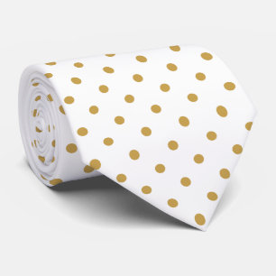 Gold Mini Polka Dot Pattern on White  Tie