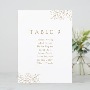 Gold Minimal Elegant Cherry Blossom Seating Card 