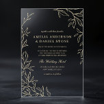 Gold Minimal Leaf Elegant Modern Wedding  Acrylic Invitations<br><div class="desc">A sleek and sophisticated wedding invitation featuring a minimalist gold leaf design. This modern yet elegant invitation combines subtle botanical accents with a refined aesthetic,  perfect for couples who appreciate timeless simplicity with a touch of luxury.</div>