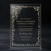 Gold Minimal Leaf Greenery Elegant Wedding