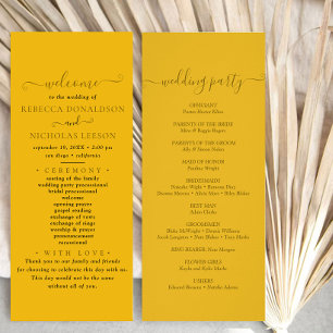 Gold Minimal Script Text Wedding Program Rack Card