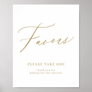 Gold minimal script wedding favours please take on poster