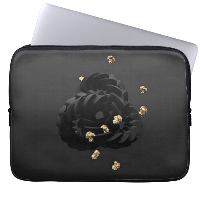Gold minimalism leather laptop sleeve (Front)