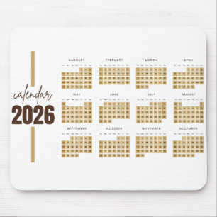 Gold Minimalist 2026 Calendar Mouse Mat