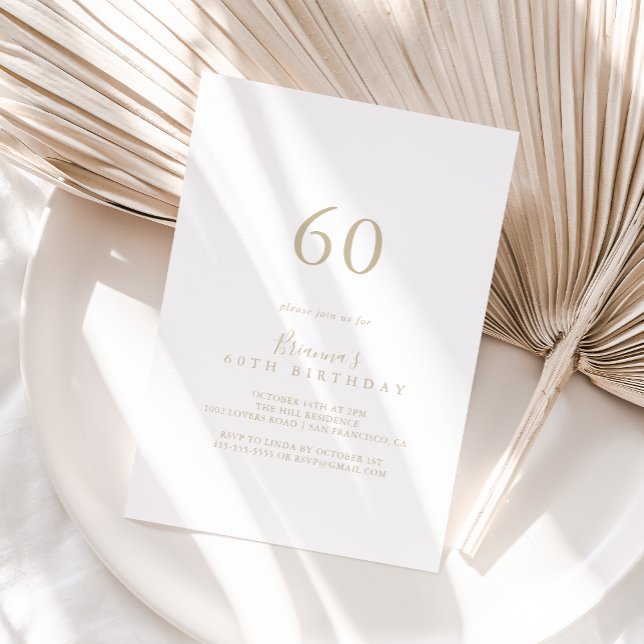Gold Minimalist 60th Birthday Party Invitation (Creator Uploaded)