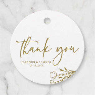 Gold Minimalist Bouquet Wedding Thank You Favour Tags