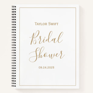 Gold Minimalist Bridal Shower Gift Tracker Notebook
