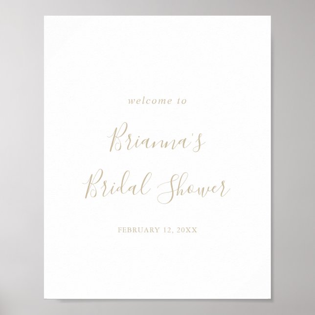 Gold Minimalist Bridal Shower Welcome Poster (Front)