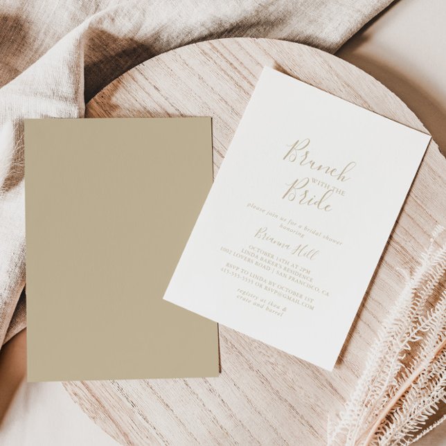 Gold Minimalist Brunch with the Bride Shower  Invitation (Creator Uploaded)