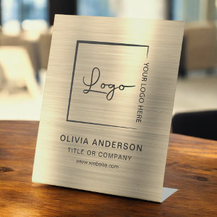 Gold Minimalist Business Logo Professional Modern Pedestal Sign