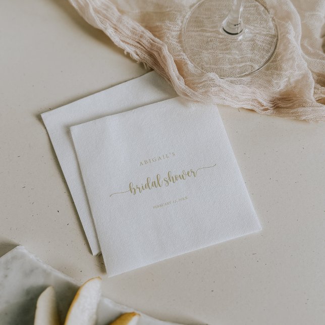 Gold Minimalist Calligraphy Bridal Shower Napkins (Creator Uploaded)
