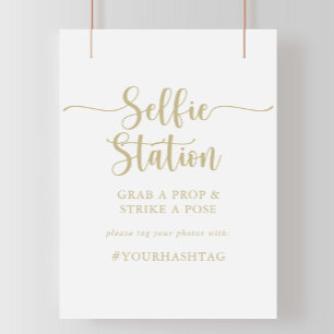 Gold Minimalist Calligraphy Selfie Station Sign