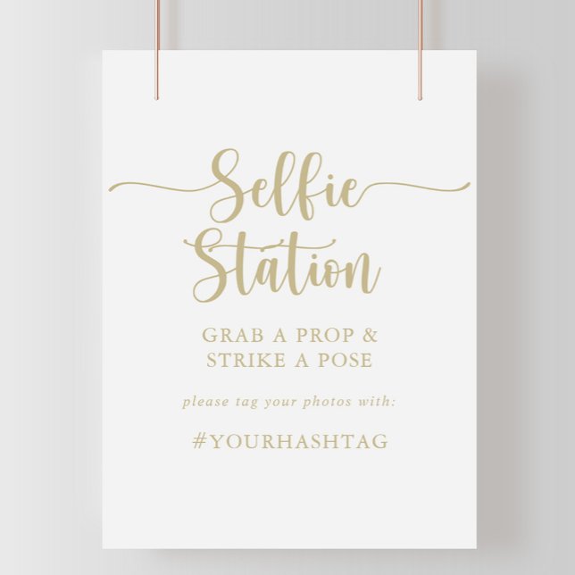 Gold Minimalist Calligraphy Selfie Station Sign (Creator Uploaded)