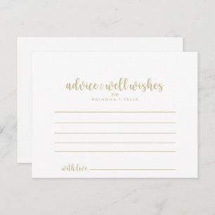 Gold Minimalist Calligraphy Wedding Advice Card