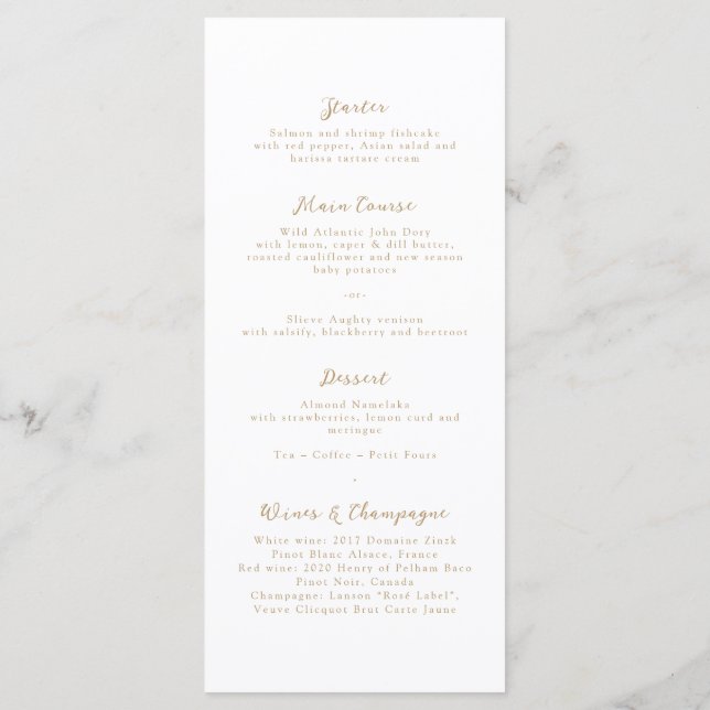 Gold Minimalist Cherry Blossom Monogram Crest  Menu (Back)