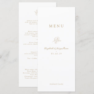 Gold Minimalist Cherry Blossom Monogram Wedding Menu