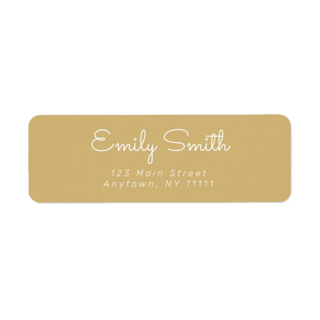 Gold Minimalist Cursive Return Address Label (Front)