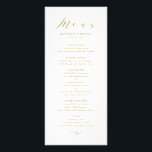 Gold Minimalist Dainty Script Wedding Menu Card<br><div class="desc">Gold Minimalist Dainty Script Menu Card | Elegant and stylish menu card featuring whimsical script,  classic typography with stripes pattern.  Personalise by adding your own details. This menu card will be perfect for weddings,  graduations,  retirement parties and so much more. Matching items and other colours are available.</div>