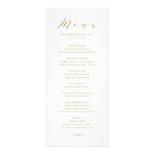 Gold Minimalist Dainty Script Wedding Menu Card