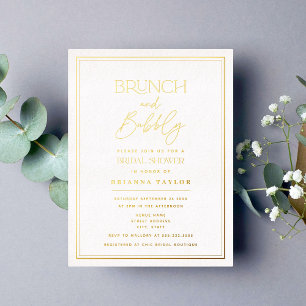 Gold Minimalist Elegant Bridal Shower  Foil Invitation Postcard