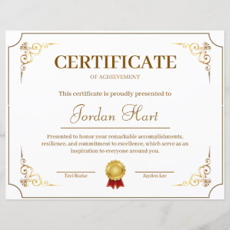 Gold Minimalist Elegant Certificate of Achievement
