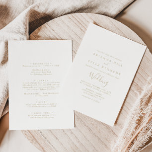 Gold Minimalist Front & Back Wedding Invitation