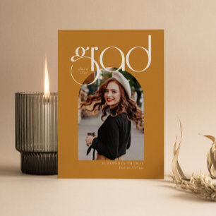 Gold Minimalist Modern 5 Arch Photo Graduation Invitation