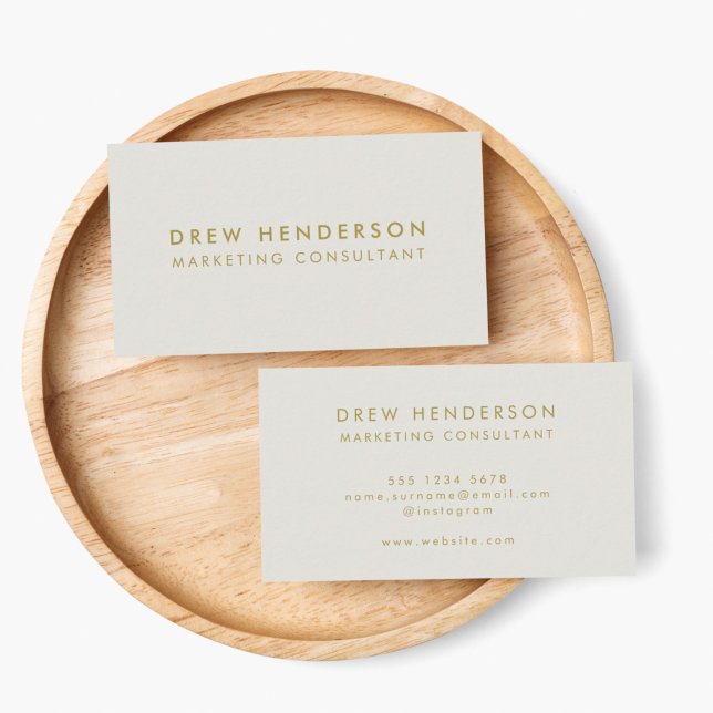 Gold Minimalist | Modern Elegant Stylish Grey Business Card (Make a lasting impression with this sleek gray and gold custom business card design)