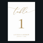Gold Minimalist Modern Wedding | Event Custom Table Number<br><div class="desc">(**PLEASE NOTE: To order,  simply adjust your table number (and name/date) and add each number to your cart separately. Then check out once you are finished.) Beautiful,  elegant,  modern and minimalist,  table number card. Fully customisable with your names (or Event Name) and Date.</div>