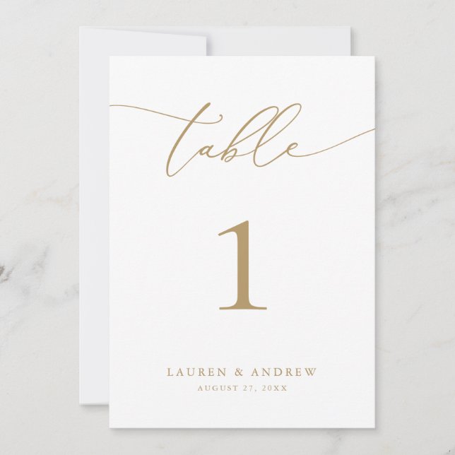 Gold Minimalist Modern Wedding-Event Table Number (Front)