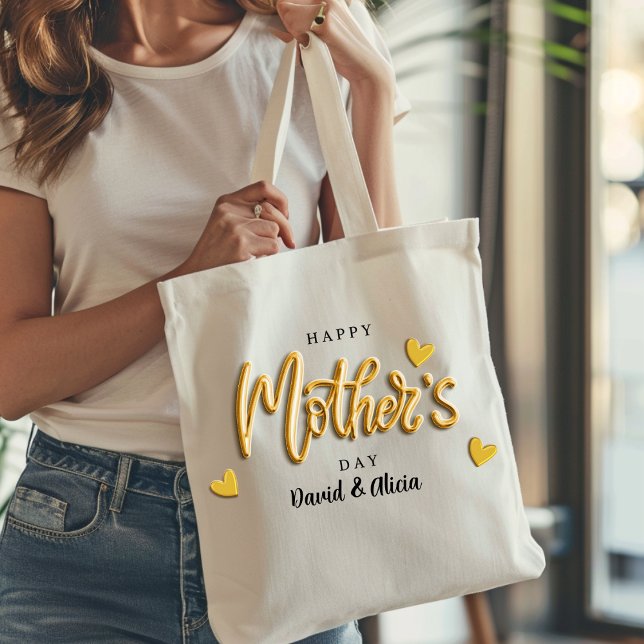 Gold Minimalist Mother's Day Large Tote Bag (Creator Uploaded)