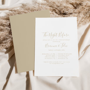 Gold Minimalist Night Before Rehearsal Dinner  Invitation