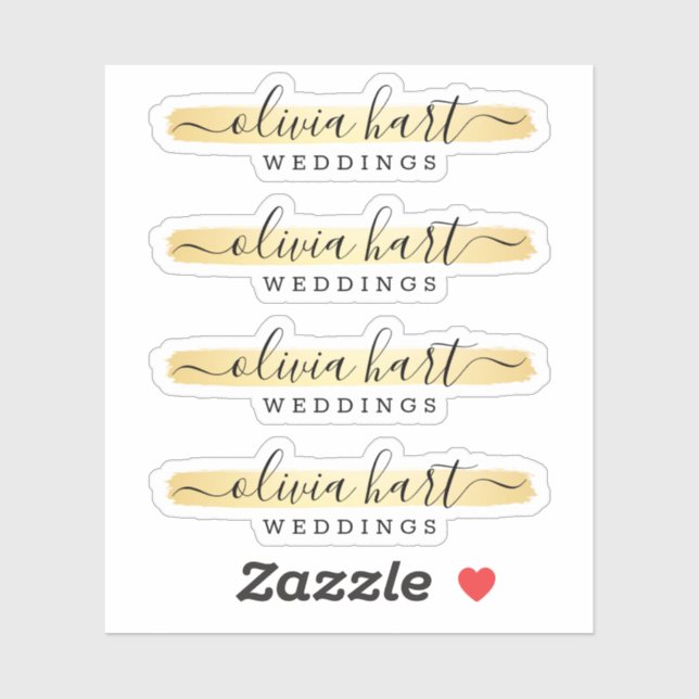 Gold Minimalist Paint Swash Logo Custom Chic Decal (Sheet)