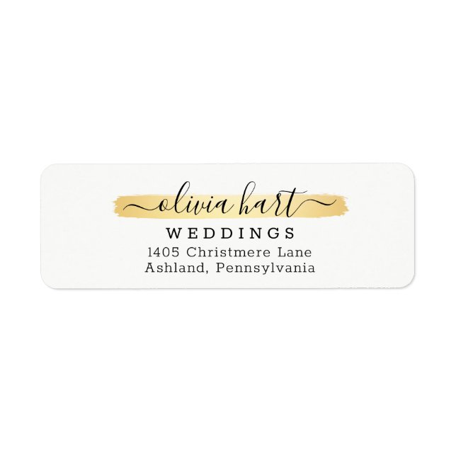 Gold Minimalist Paint Swash Logo Return Address (Front)