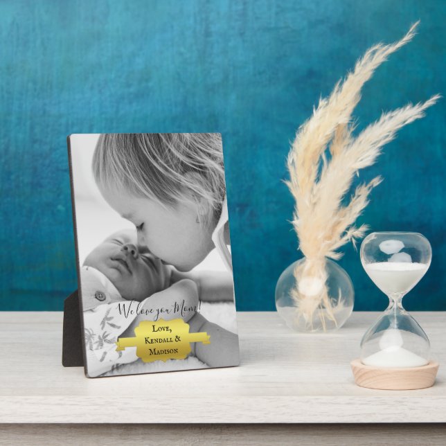 Gold Minimalist Photo Mother's Day Plaque (Side)