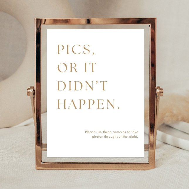 Gold Minimalist Pics Or It Didn’t Happen Wedding Poster (Creator Uploaded)