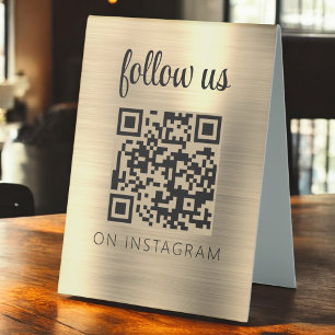 Gold Minimalist QR Code Follow Us on Instagram