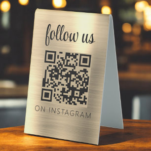 Gold Minimalist QR Code Follow Us on Instagram
