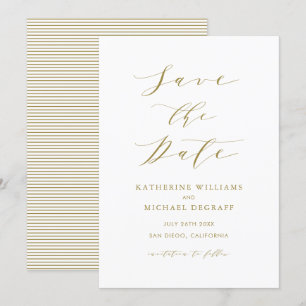 Gold Minimalist Script Save the Date Announcement