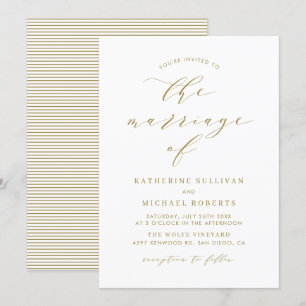 Gold Minimalist Script Wedding Invitation