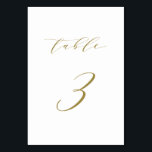 Gold Minimalist Script Wedding Table 3 Number<br><div class="desc">Table 3. Complete your tablescape with this elegant and simple table numbers card. It features gold minimalist script with white background. This script table number is perfect for weddings,  graduation,  baby showers,  bridal showers and other events. Other number and colour are available.</div>