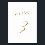 Gold Minimalist Script Wedding Table 3 Number<br><div class="desc">Table 3. Complete your tablescape with this elegant and simple table numbers card. It features gold minimalist script with white background. This script table number is perfect for weddings,  graduation,  baby showers,  bridal showers and other events. Other number and colour are available.</div>